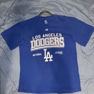 Majestic Royal Blue Fidget Dodgers Cotton T-Shirt